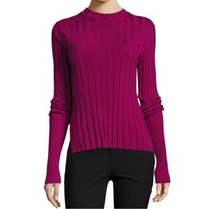 Theory 100% merino wool rib mock neck top